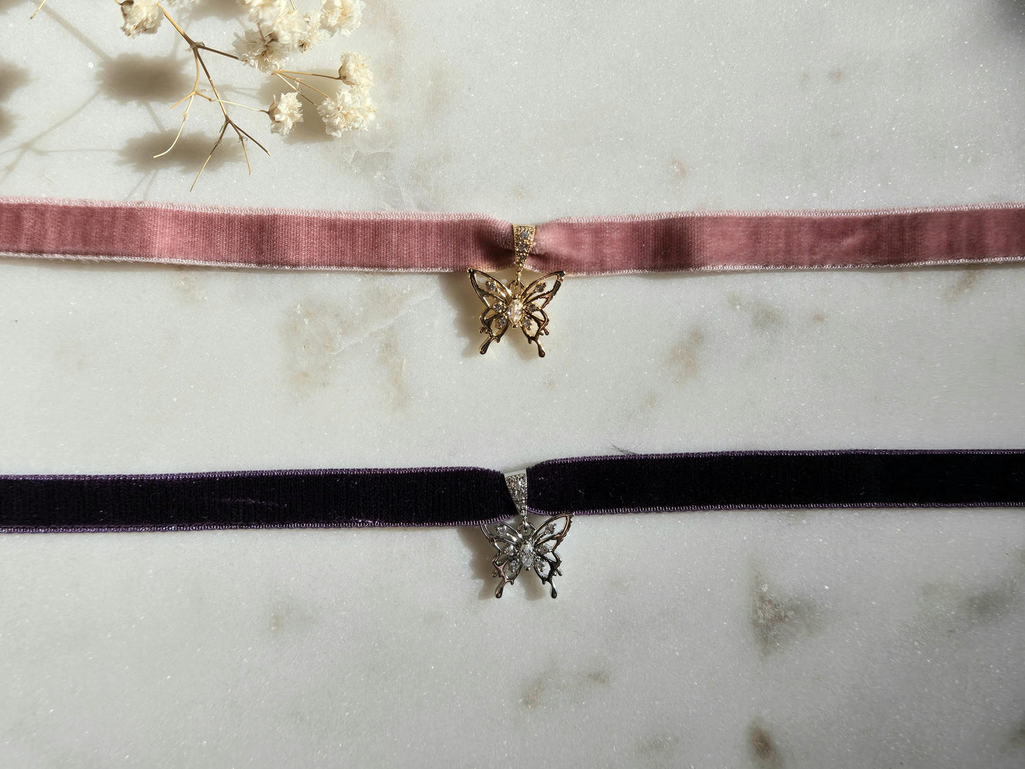 Dainty Butterfly Stretch Velvet Choker / Y2K Butterfly Velvet Choker