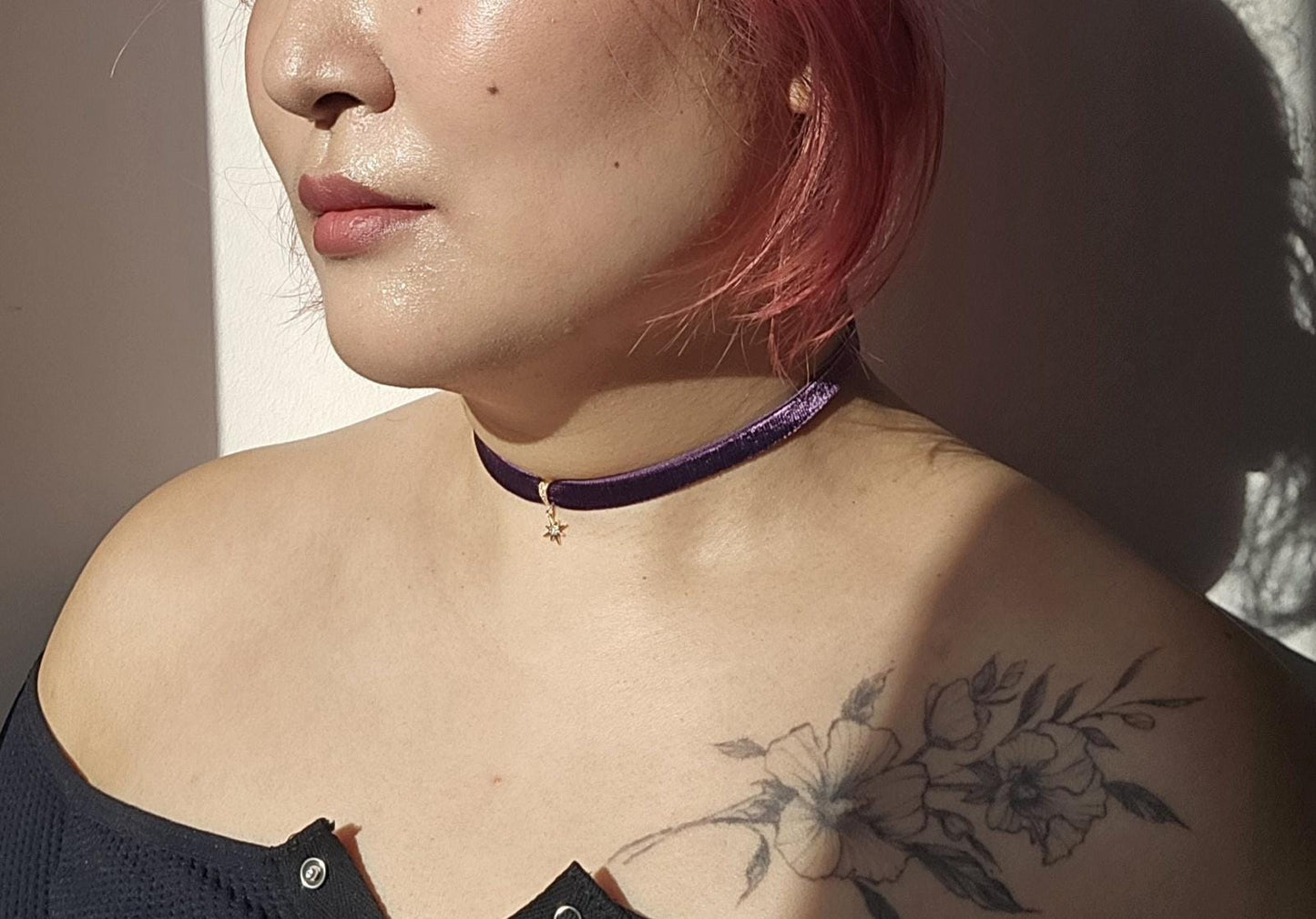 Dainty Star Gold/Silver Stretch Velvet Choker