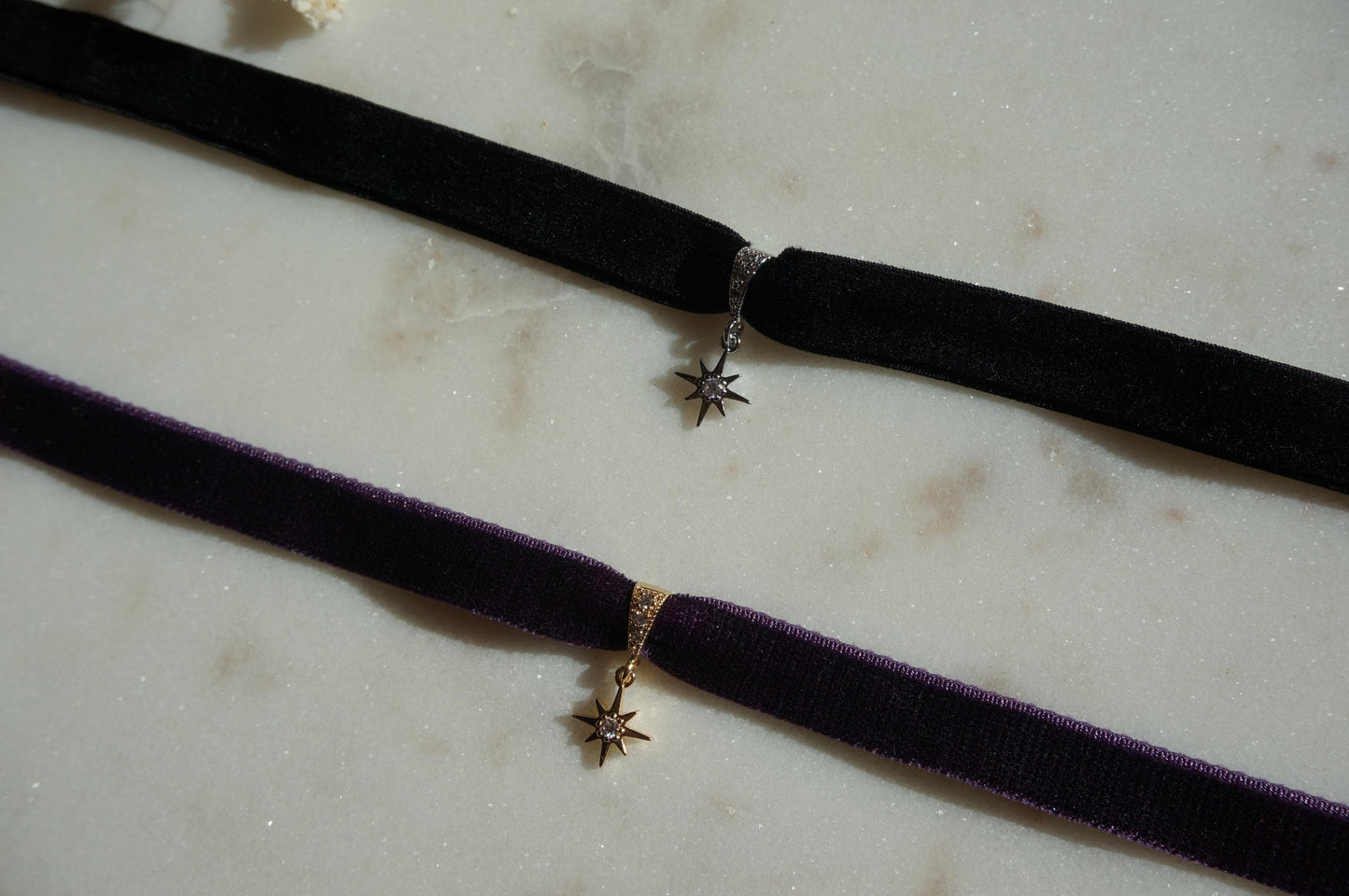 Dainty Star Gold/Silver Stretch Velvet Choker