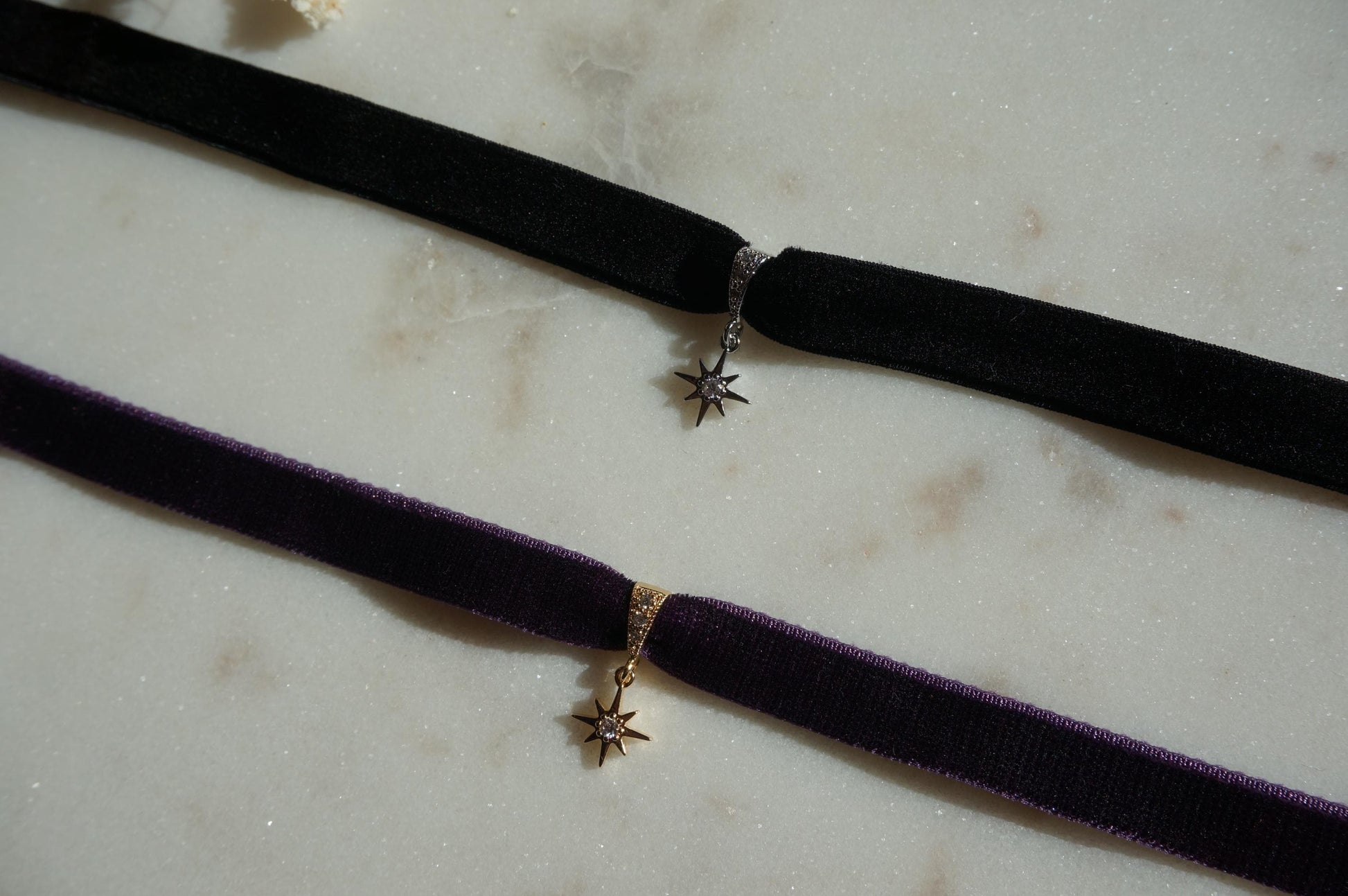 Dainty Star Gold/Silver Stretch Velvet Choker