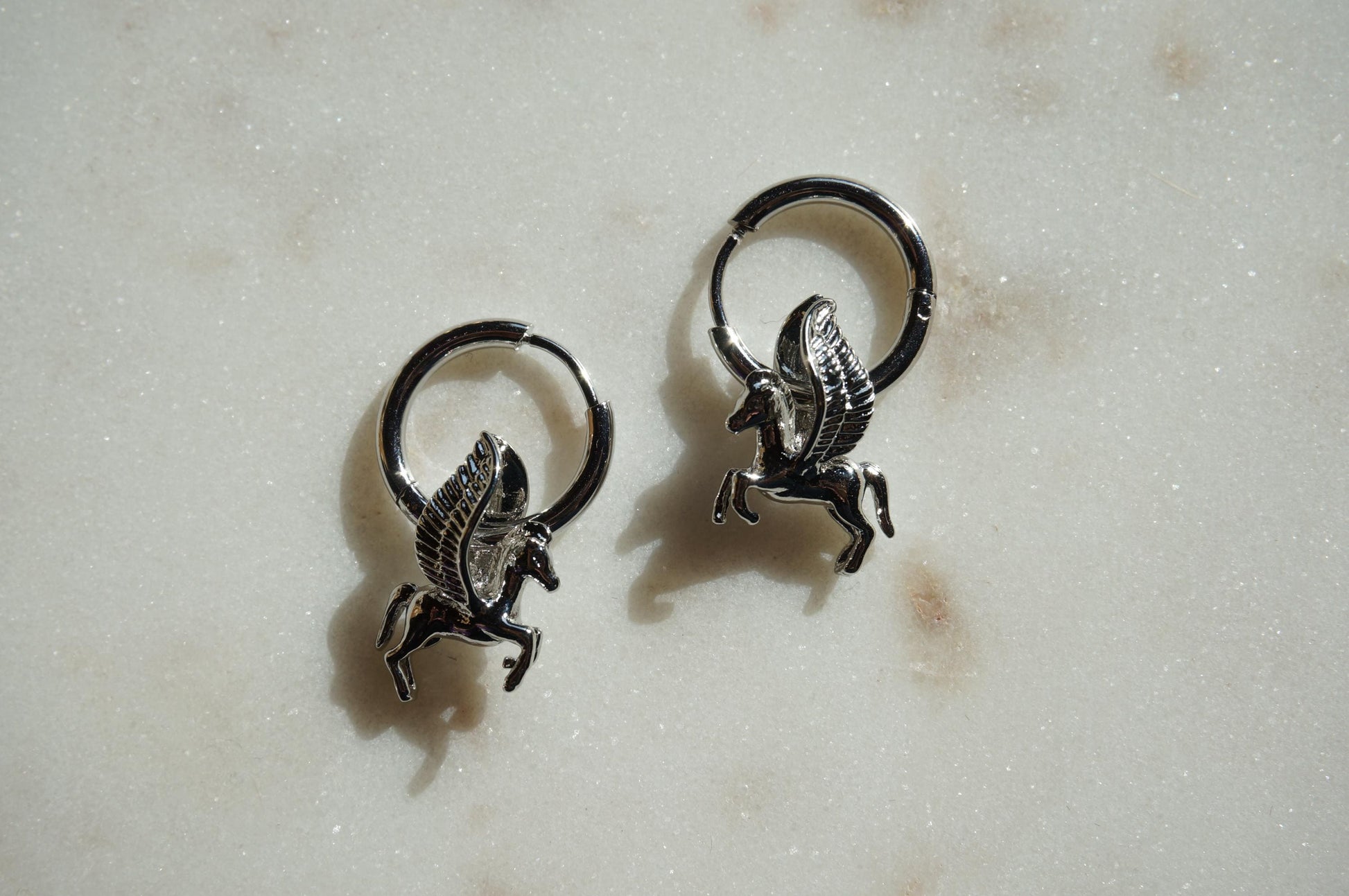 Pegasus Gold/Silver Hoop Earrings / Huggies