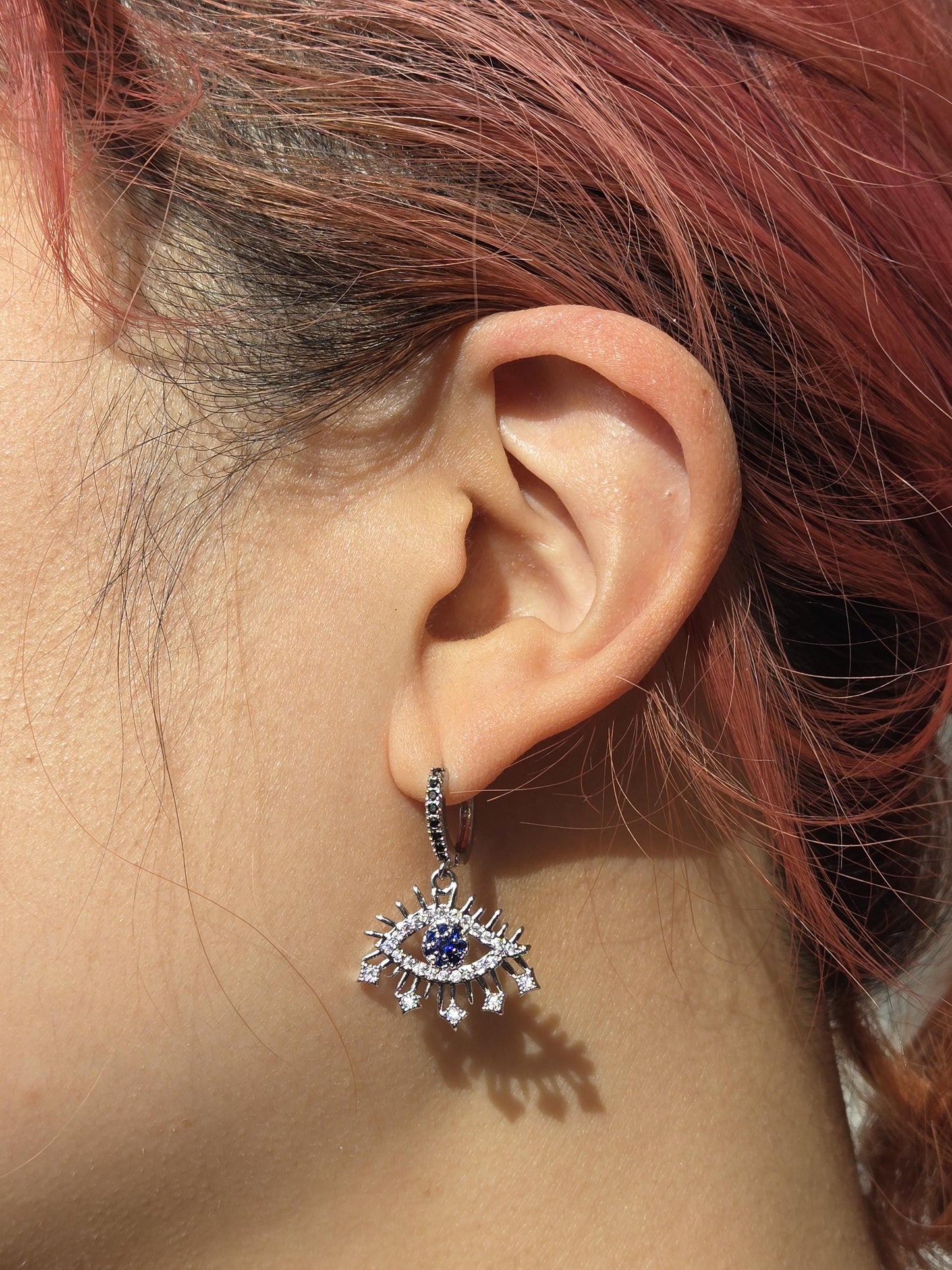 Starry Evil Eye Hoop Earrings