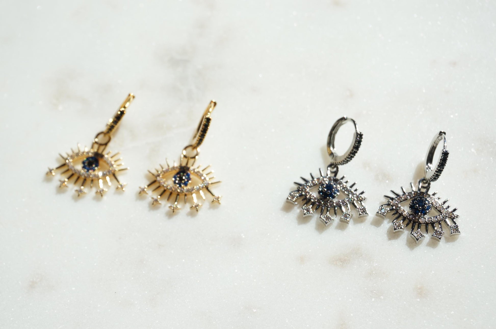 Starry Evil Eye Hoop Earrings