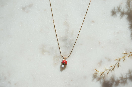 Fly Agaric Tiny Mushroom Necklace