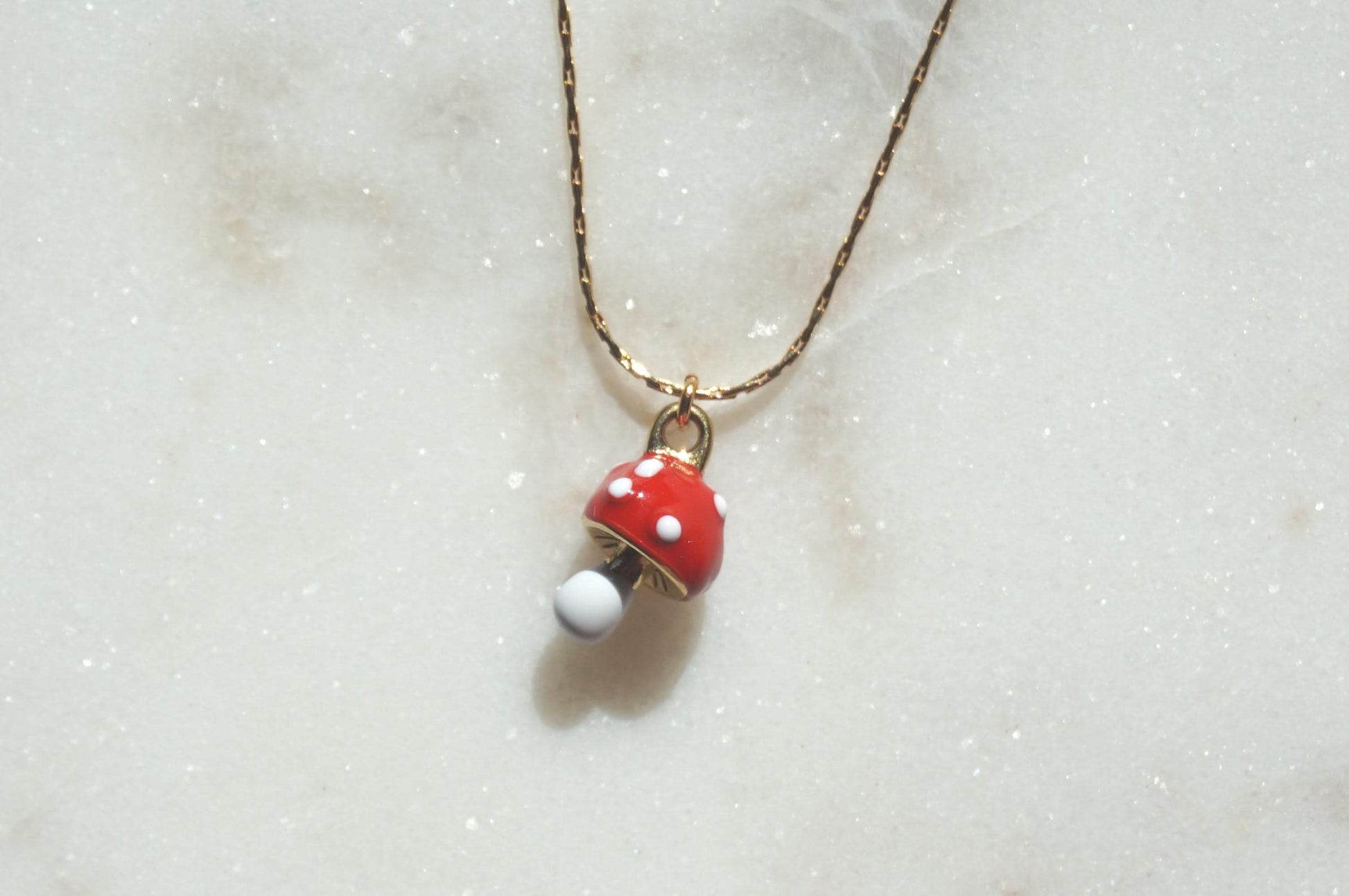 Fly Agaric Tiny Mushroom Necklace