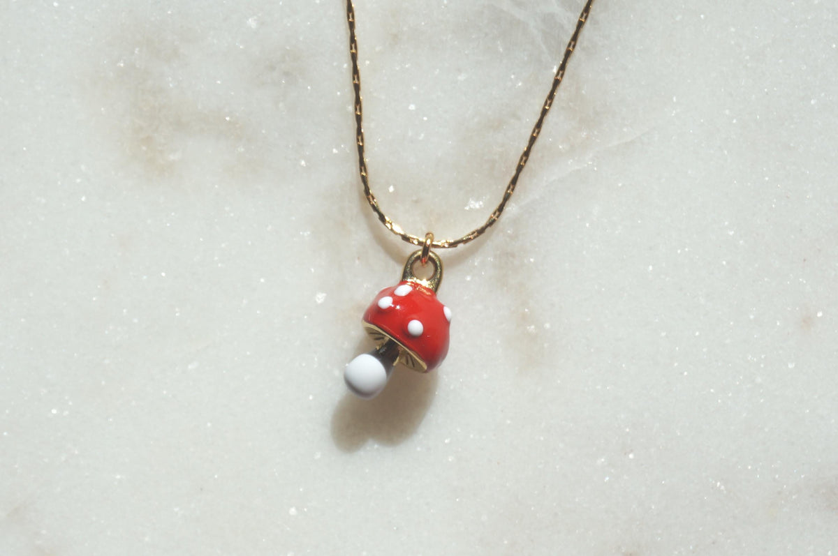 Fly Agaric Tiny Mushroom Necklace