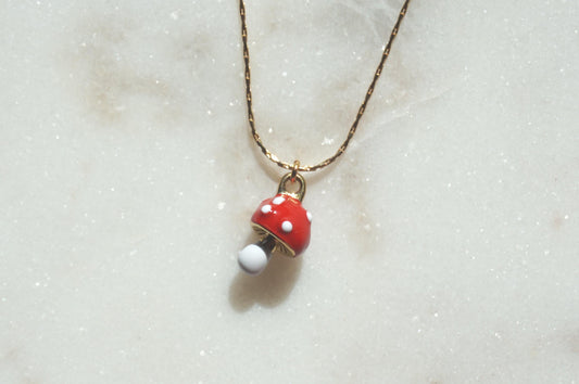 Fly Agaric Tiny Mushroom Necklace