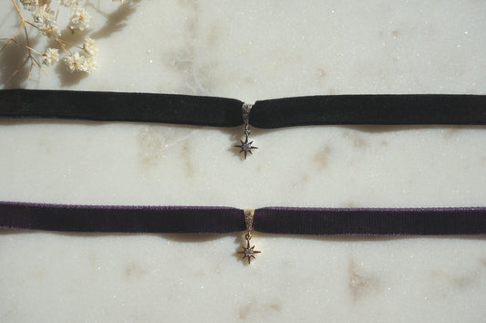 Dainty Star Gold/Silver Stretch Velvet Choker