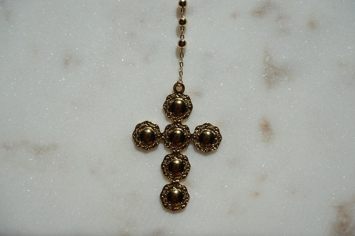 Gold Plated Rosary Style Necklace