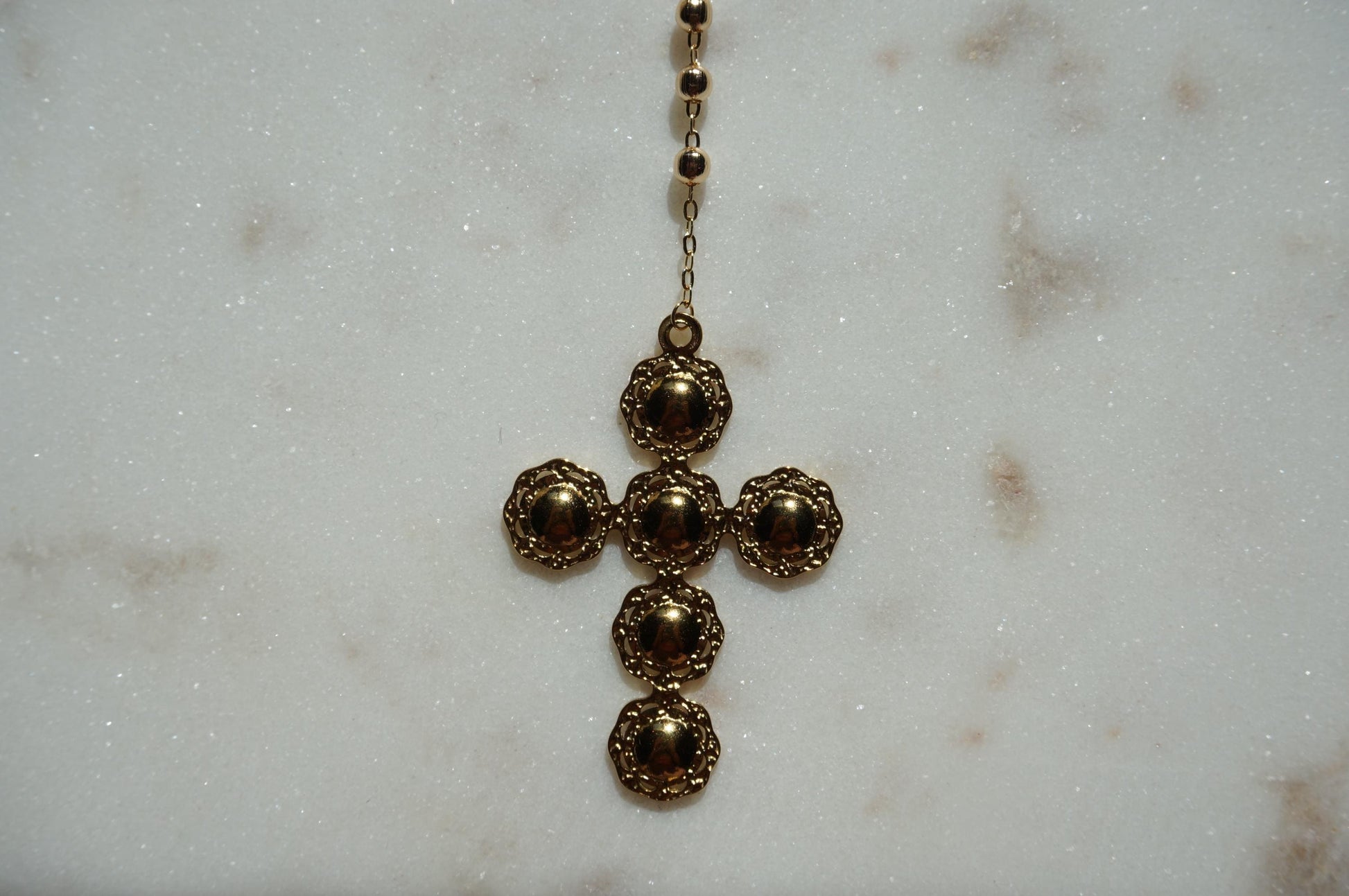 Gold Plated Rosary Style Necklace