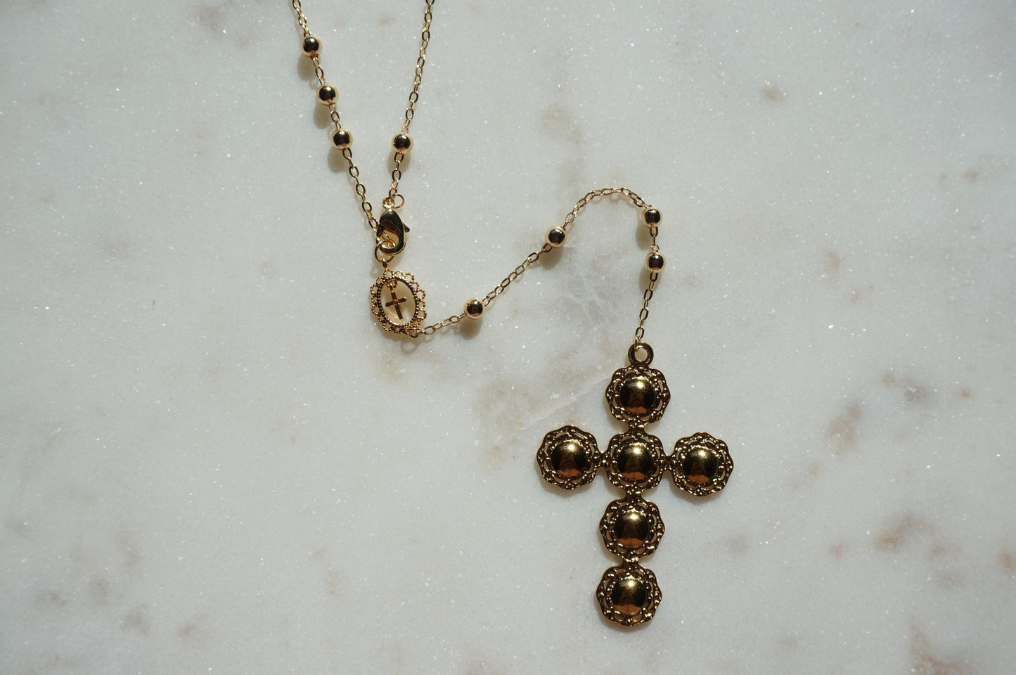 Gold Plated Rosary Style Necklace