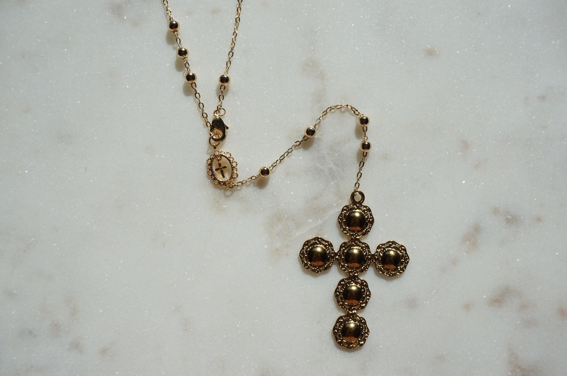 Gold Plated Rosary Style Necklace