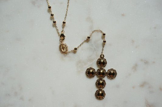 Gold Plated Rosary Style Necklace