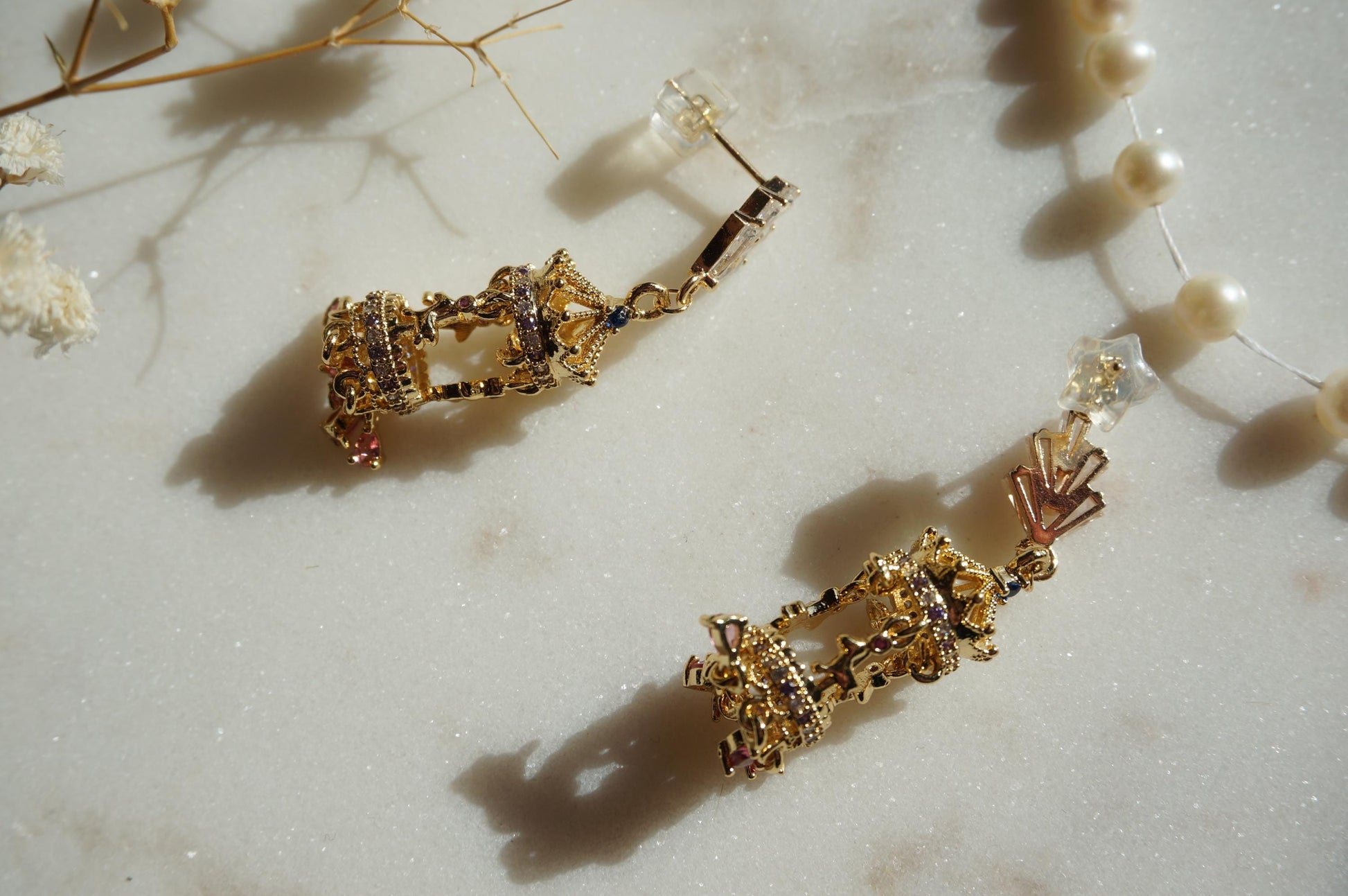 Merry-Go-Round Carousel Gold Plated Stud Earrings