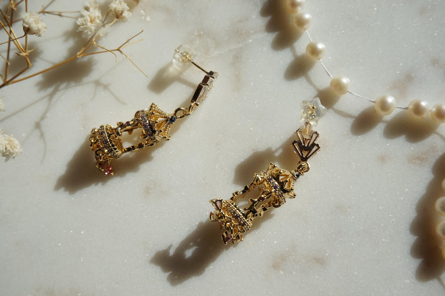 Merry-Go-Round Carousel Gold Plated Stud Earrings