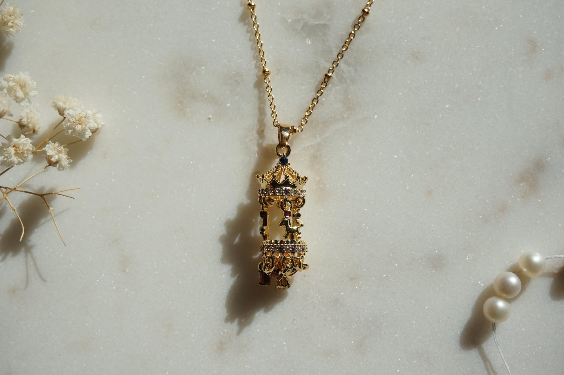 Merry-Go-Round Carousel Gold Plated Necklace