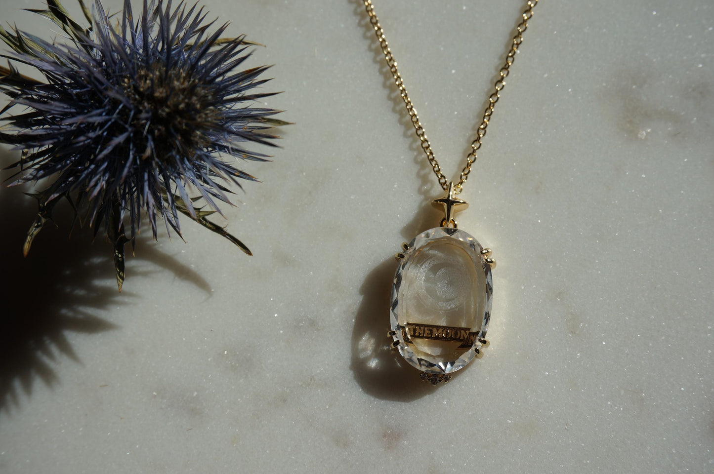 Tarot Crystal Necklace / The Sun / The moon Glass Oval Pendant Necklace