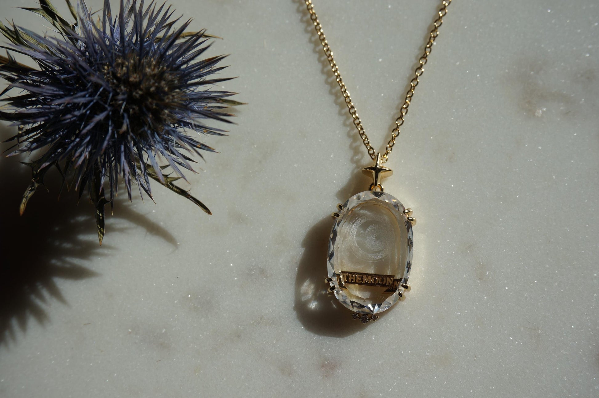 Tarot Crystal Necklace / The Sun / The moon Glass Oval Pendant Necklace