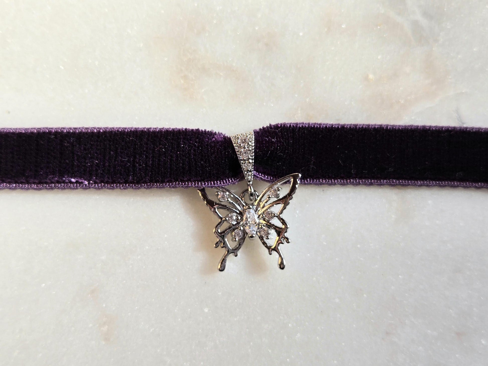 Dainty Butterfly Stretch Velvet Choker / Y2K Butterfly Velvet Choker