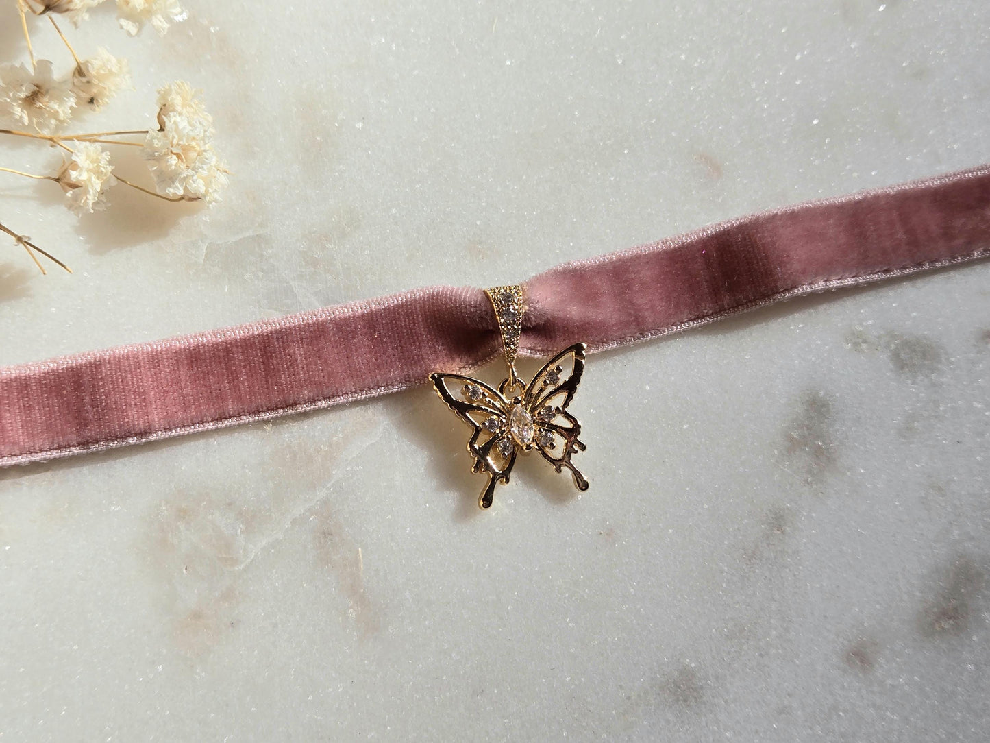 Dainty Butterfly Stretch Velvet Choker / Y2K Butterfly Velvet Choker