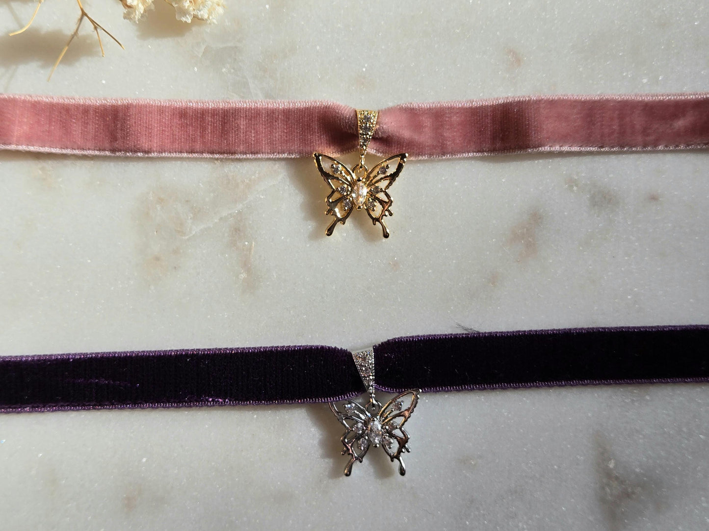 Dainty Butterfly Stretch Velvet Choker / Y2K Butterfly Velvet Choker