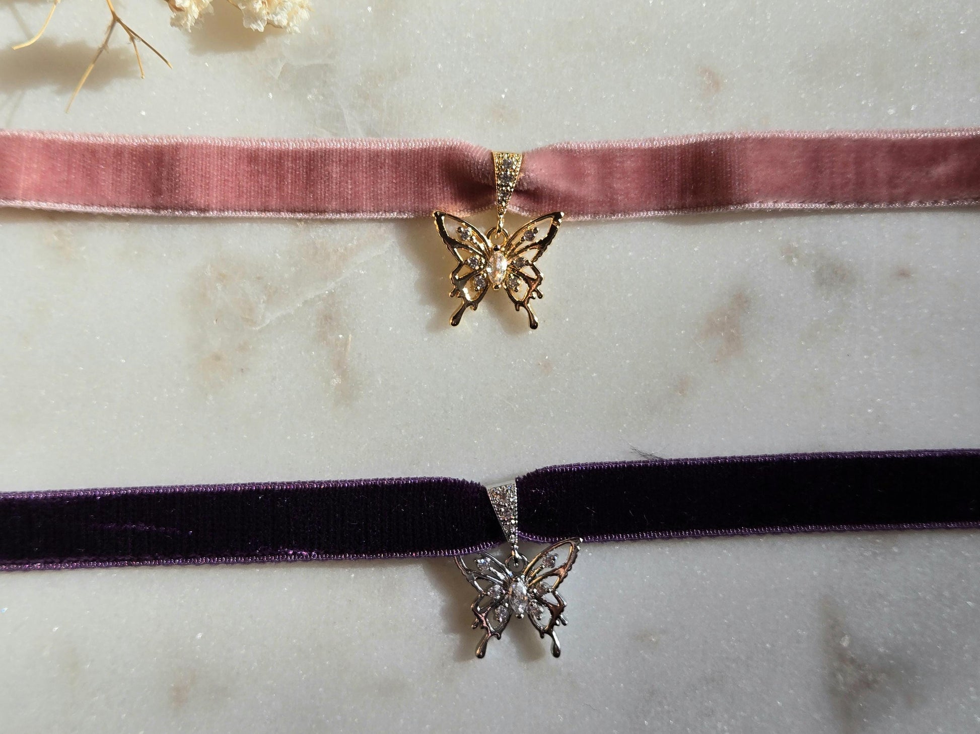 Dainty Butterfly Stretch Velvet Choker / Y2K Butterfly Velvet Choker