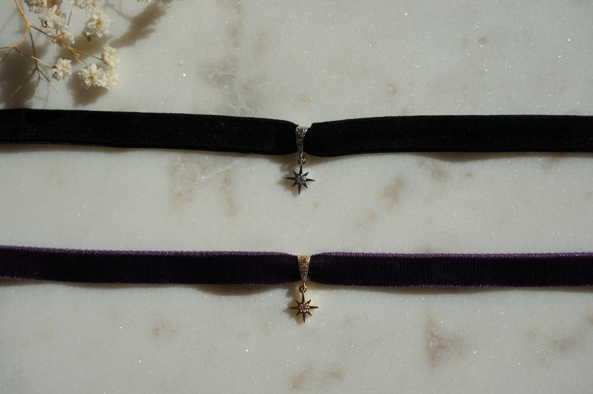 Dainty Star Gold/Silver Stretch Velvet Choker