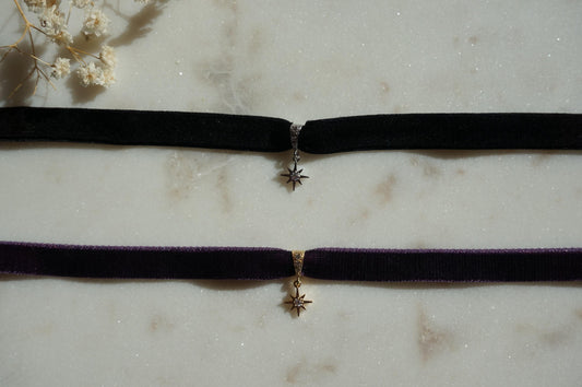 Dainty Star Gold/Silver Stretch Velvet Choker