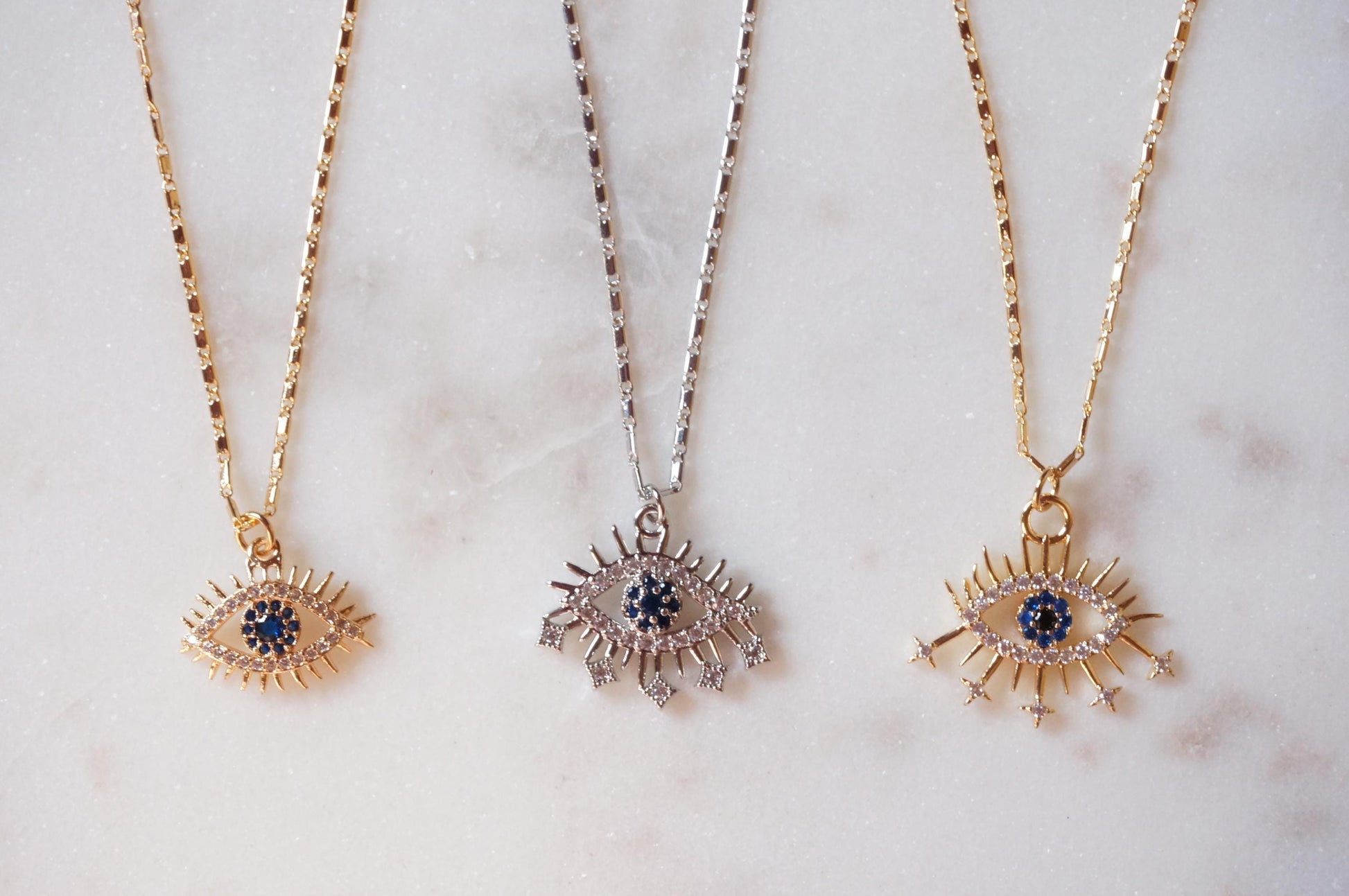 Starry Evil Eye Dainty Gold Necklace