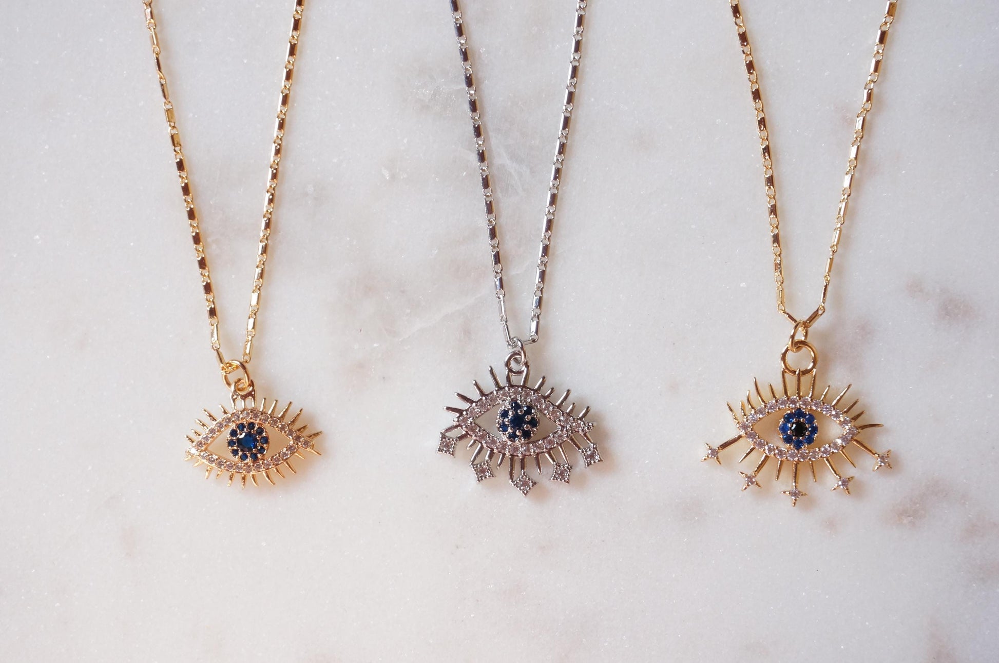 Starry Evil Eye Dainty Gold Necklace