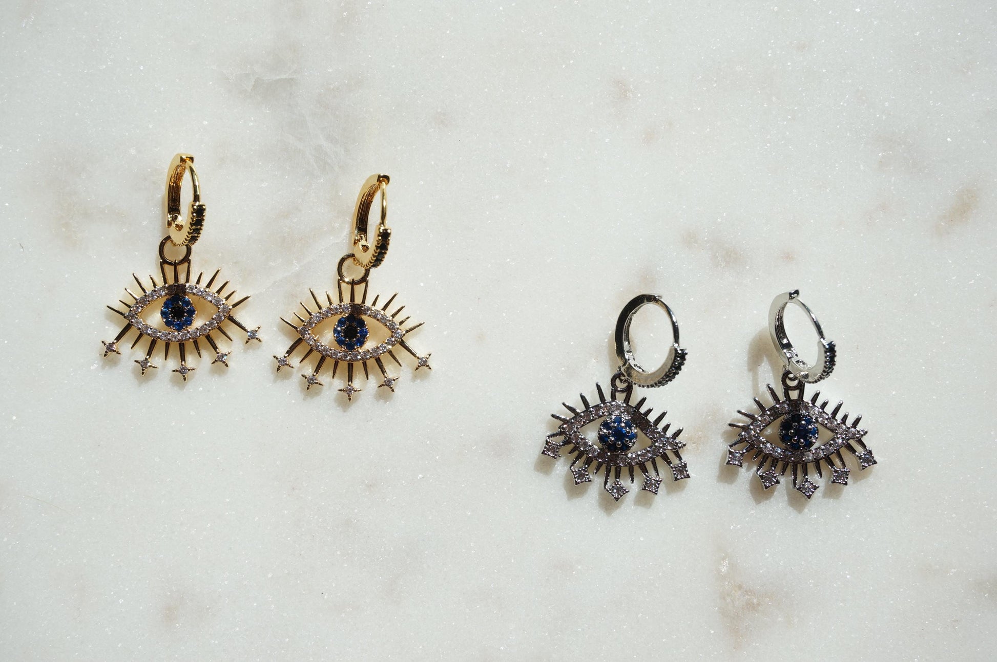 Starry Evil Eye Hoop Earrings