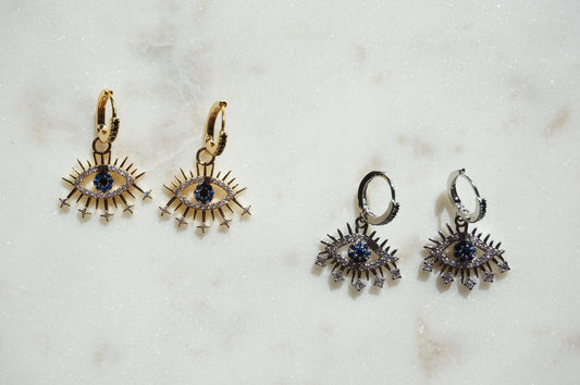 Starry Evil Eye Hoop Earrings