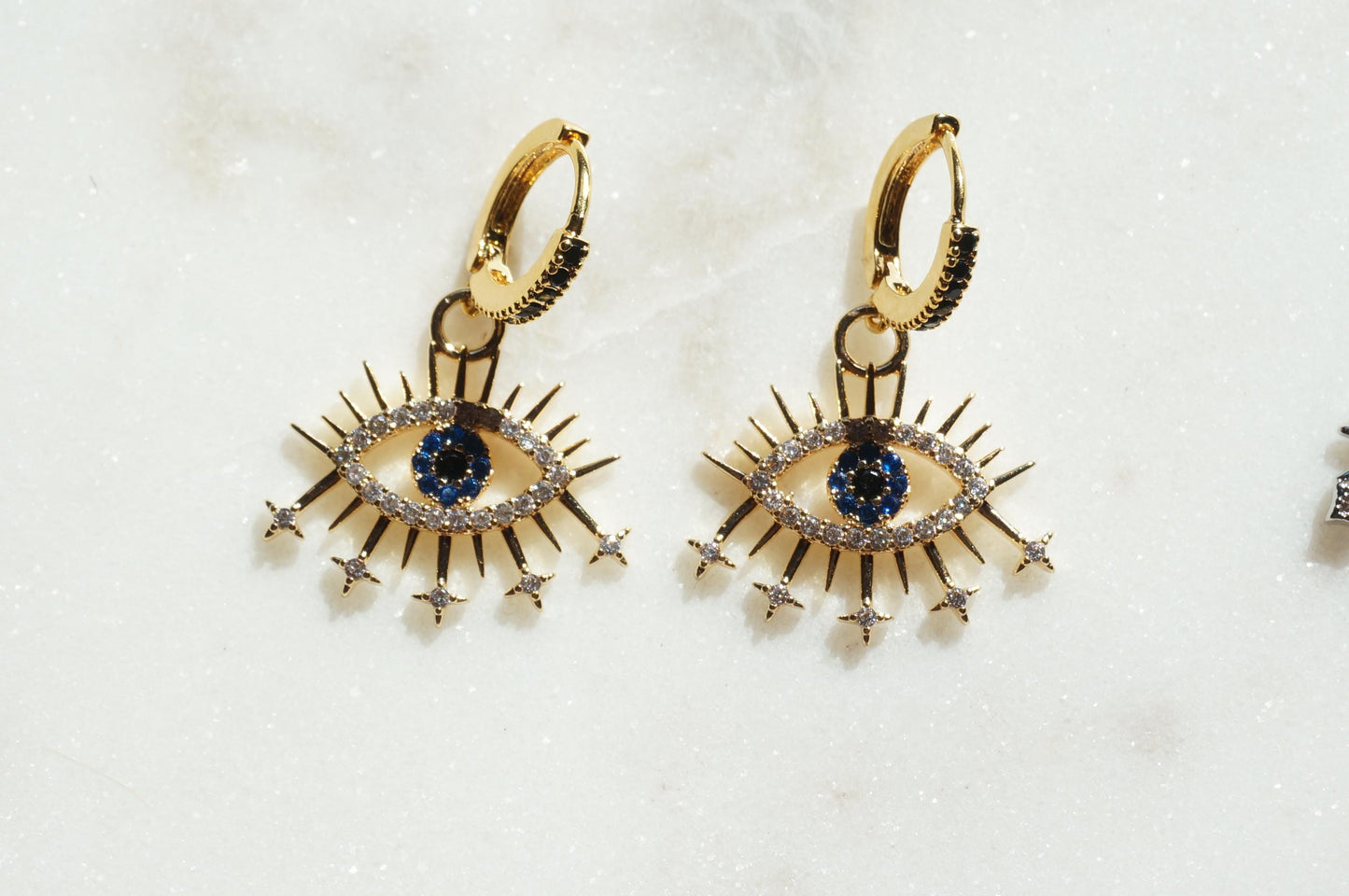 Starry Evil Eye Hoop Earrings