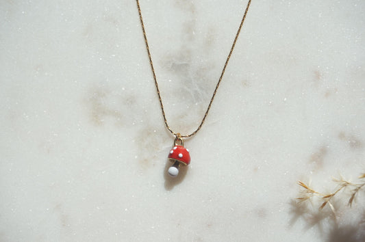 Fly Agaric Tiny Mushroom Necklace