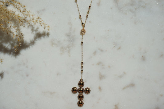 Gold Plated Rosary Style Necklace