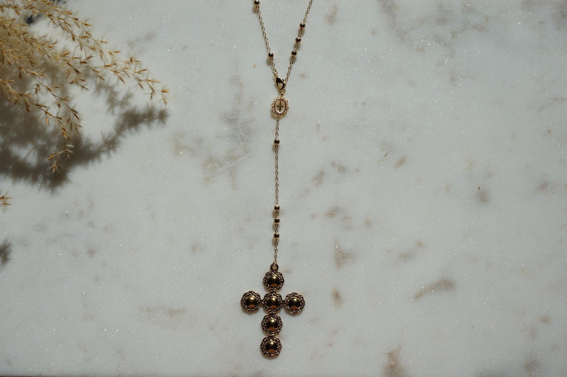 Gold Plated Rosary Style Necklace