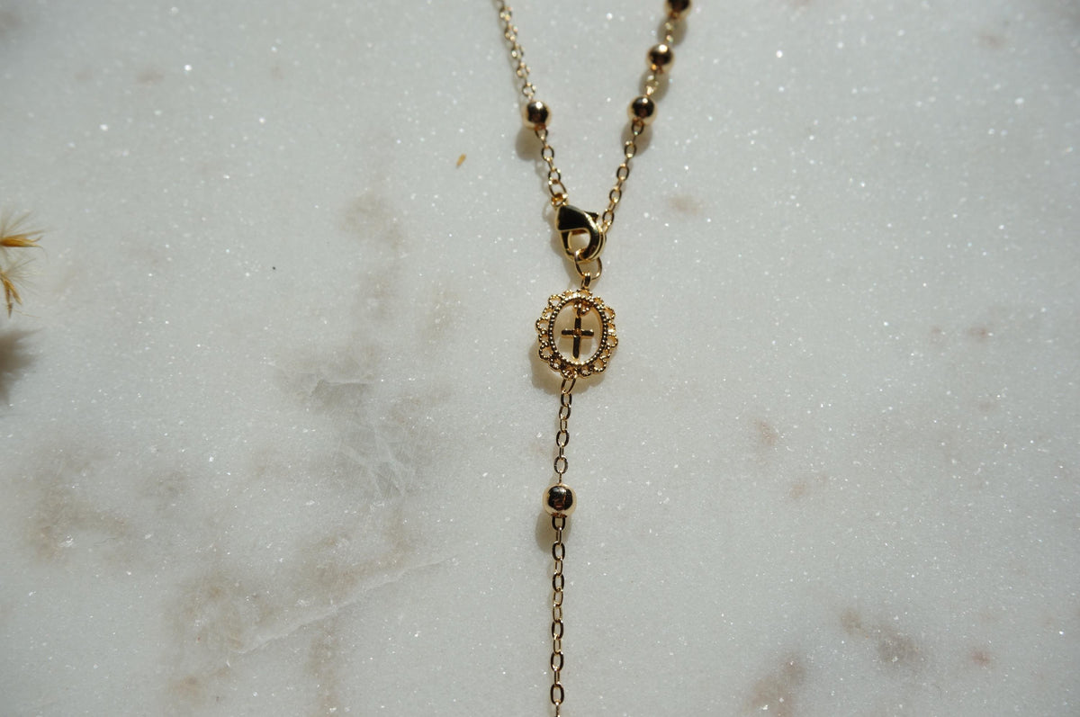 Gold Plated Rosary Style Necklace
