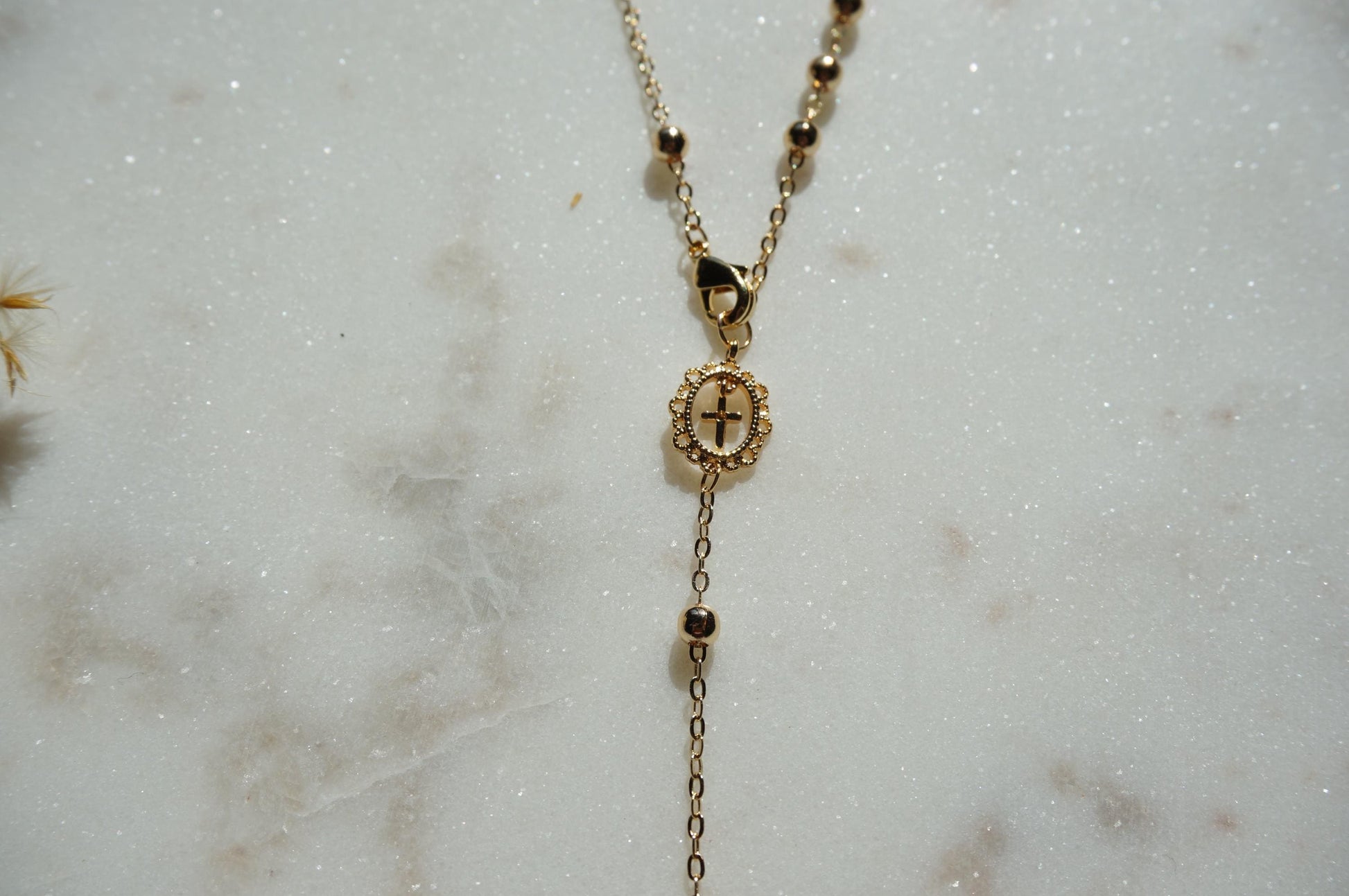 Gold Plated Rosary Style Necklace