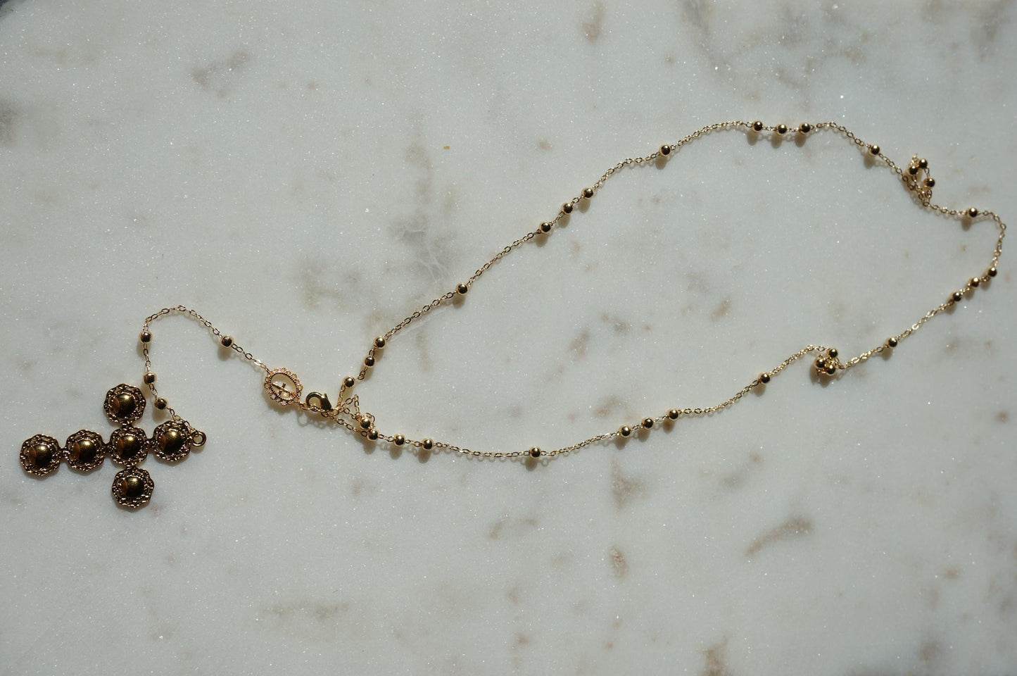 Gold Plated Rosary Style Necklace