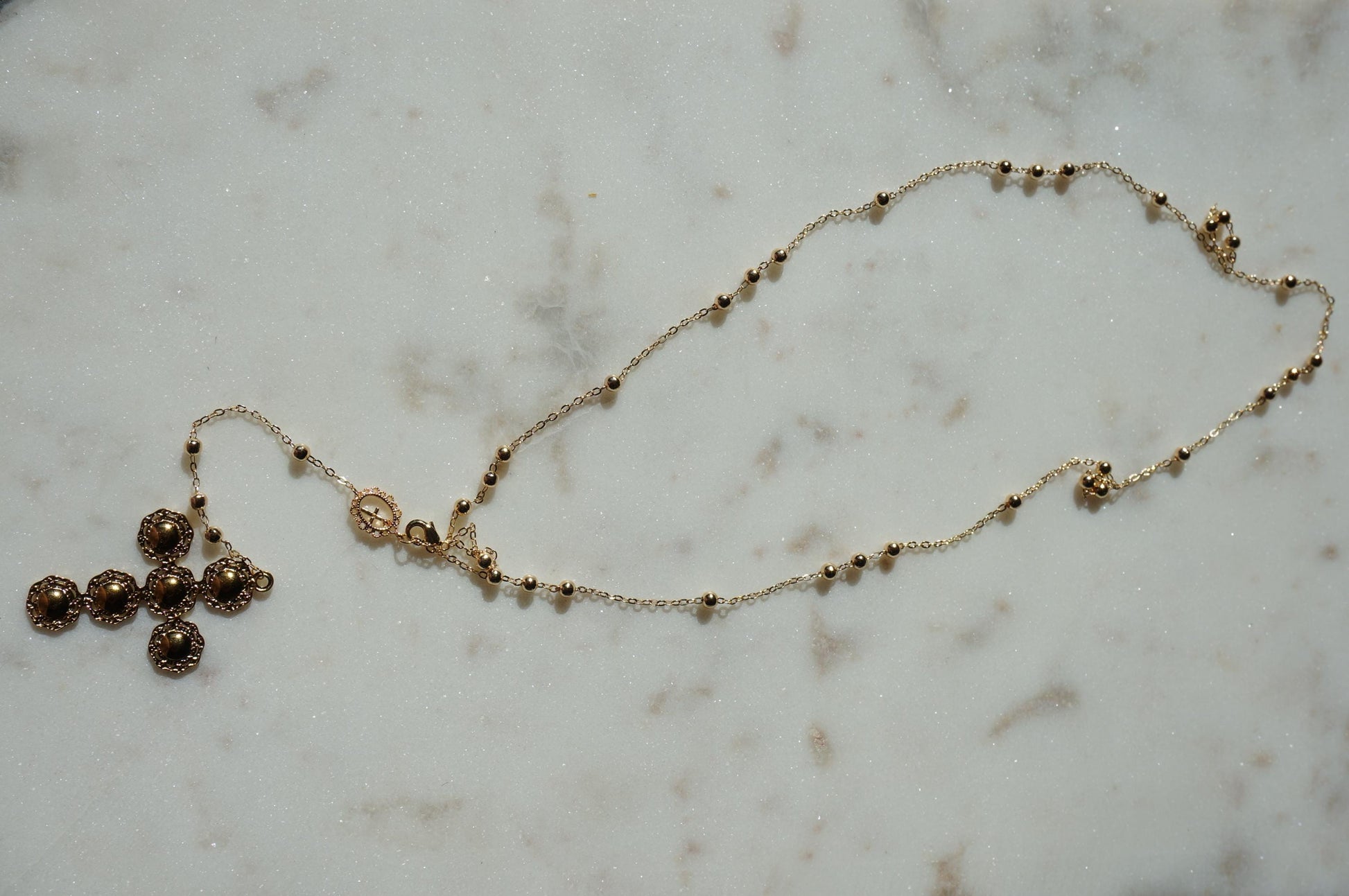 Gold Plated Rosary Style Necklace