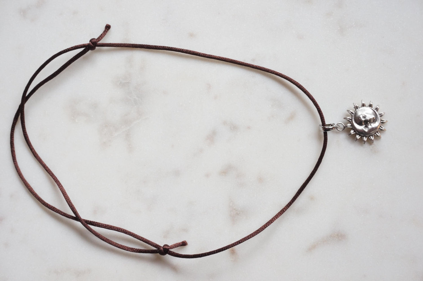 Gold/Silver Sun and Moon Pendant Boho Sateen Cord Necklace