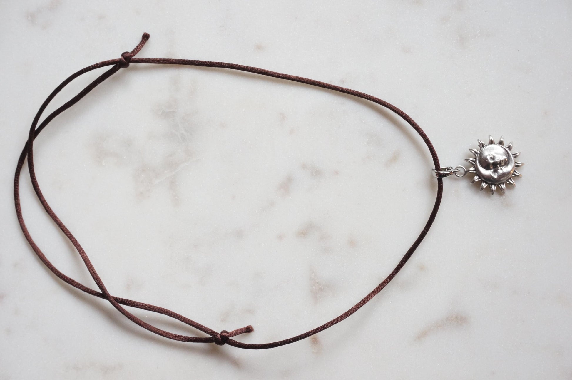 Gold/Silver Sun and Moon Pendant Boho Sateen Cord Necklace