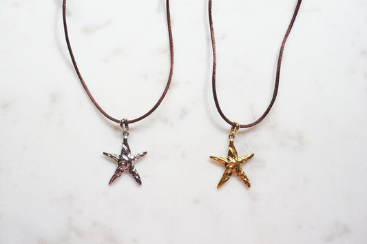 Starfish Gold/Silver pendant Nylon Sateen Cord Necklace