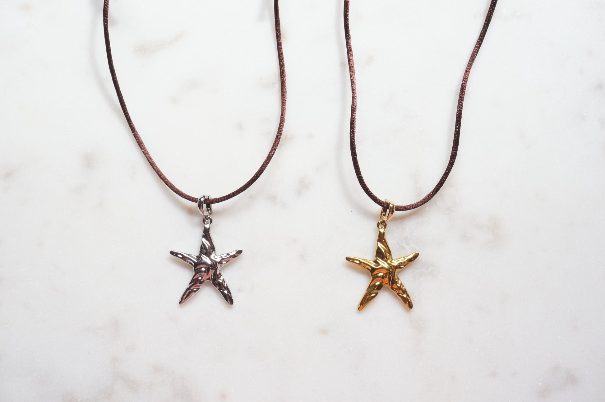 Star Gold/Silver pendant Nylon Sateen Cord Necklace