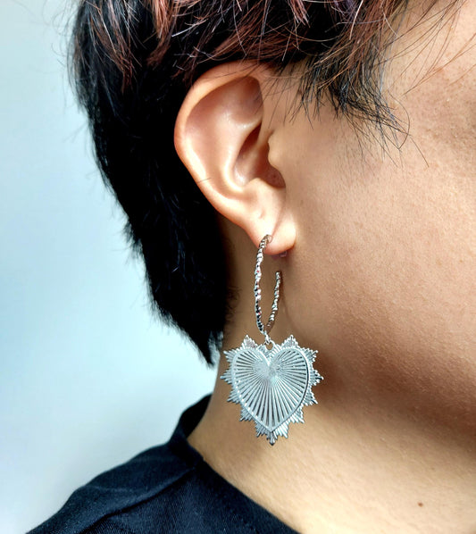 VALENTINA Gold / Silver Heart Hoop Earrings