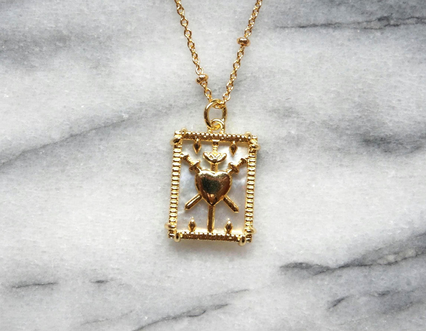 Three of swords pendant tarot necklace