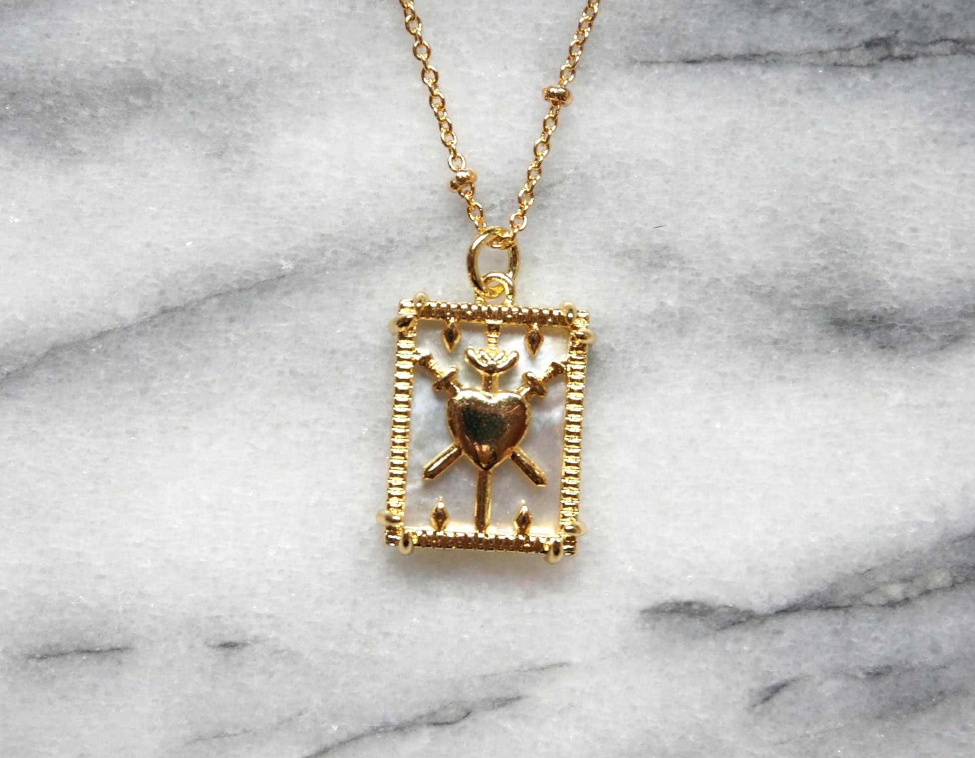 Three of swords pendant tarot necklace