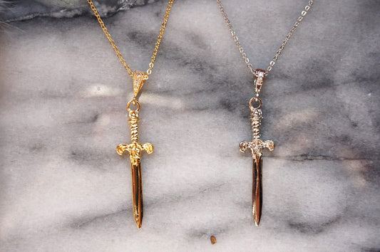 Gold/Silver / Black Antique Sword Necklace / Dagger Necklace