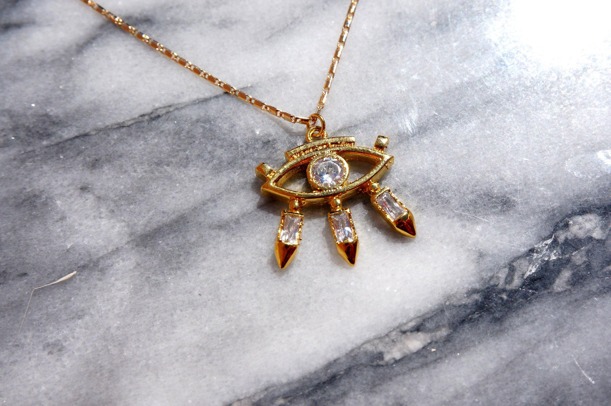 Evil Eye with Gem Pendant Necklace