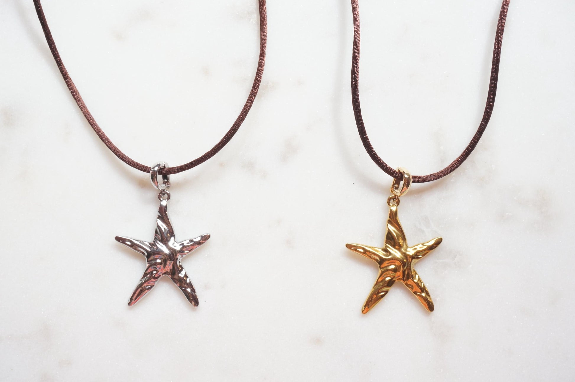 Starfish Gold/Silver pendant Nylon Sateen Cord Necklace